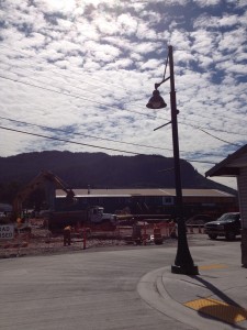 New retro-style lamposts on Front Street near the on-going construction