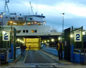 9-23-12 Malaspina ferry ramp and ship at Auke Bay The ferry Malaspina waits for passengers at Juneau's Auke Bay ferry terminal last fall. The ship will make a celebratory voyage honoring the Marine Highway's 50th anniversary in May. Photo by Ed Schoenfeld/CoastAlaska.