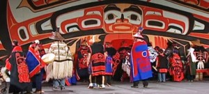 Wrangell's Old Willow Town Dancers, made of students in the community’s Johnson-O'Malley Program, perform at Celebration 2014. (Screenshot/360North)