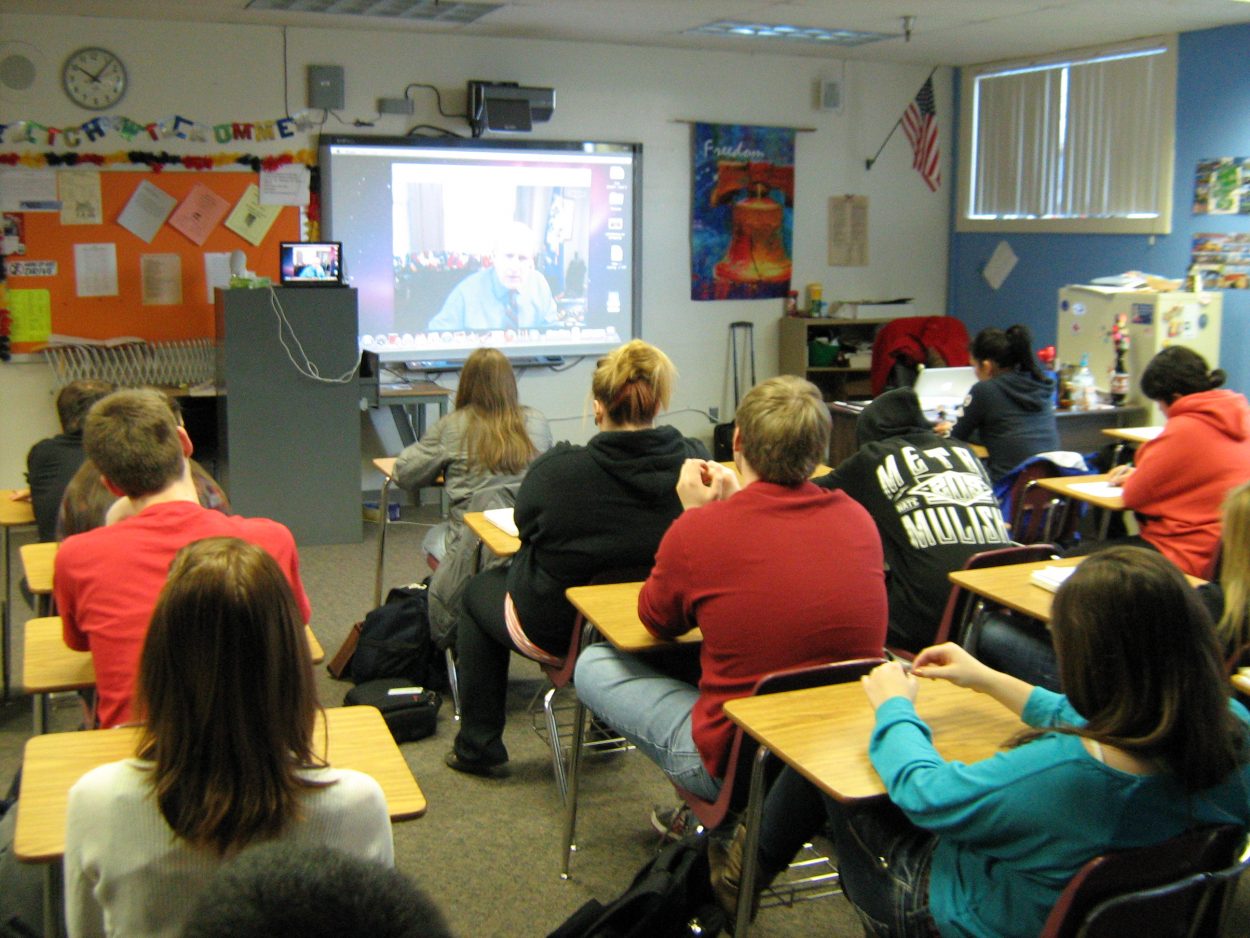 High school civics class Skypes political experts