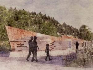 A sketch of the memorial walls planned for the Mariner's Memorial. 