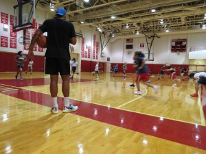 Kids at the camp run drills.
