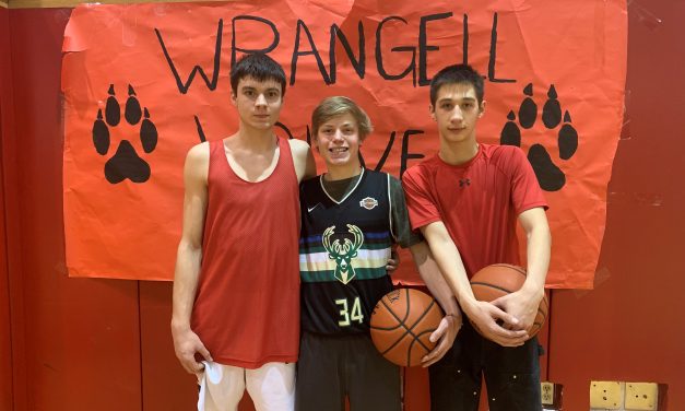 And the crowd goes wild for one Wrangell Wolf’s first basket