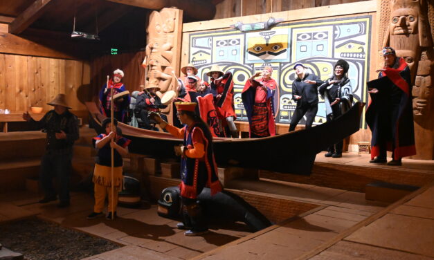 Wrangell Johnson-O’Malley Kaats’litaan Dancers and Elders dance for Elizabeth Peratrovich