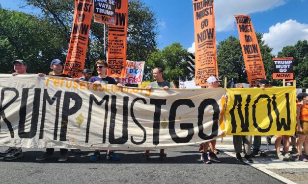 Hundreds march to White House to protest Trump’s D.C. crackdown