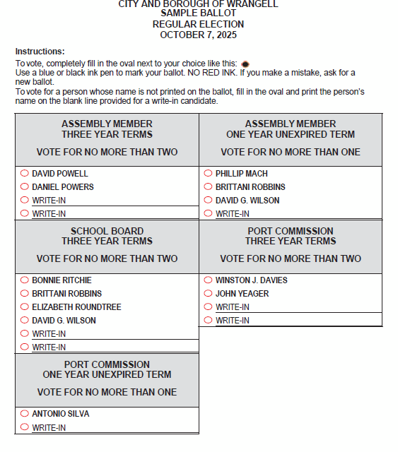 October 7, 2025 Election Sample Ballot