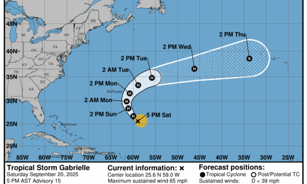 Tropical Storm Gabrielle expected to become 2nd Atlantic hurricane of the season