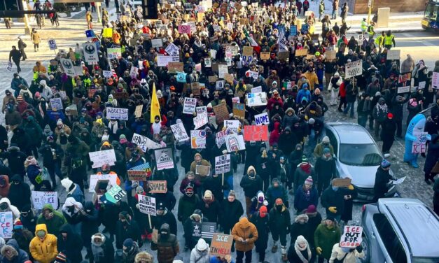 Minnesotans turn out in the frigid cold to protest Trump’s immigration crackdown